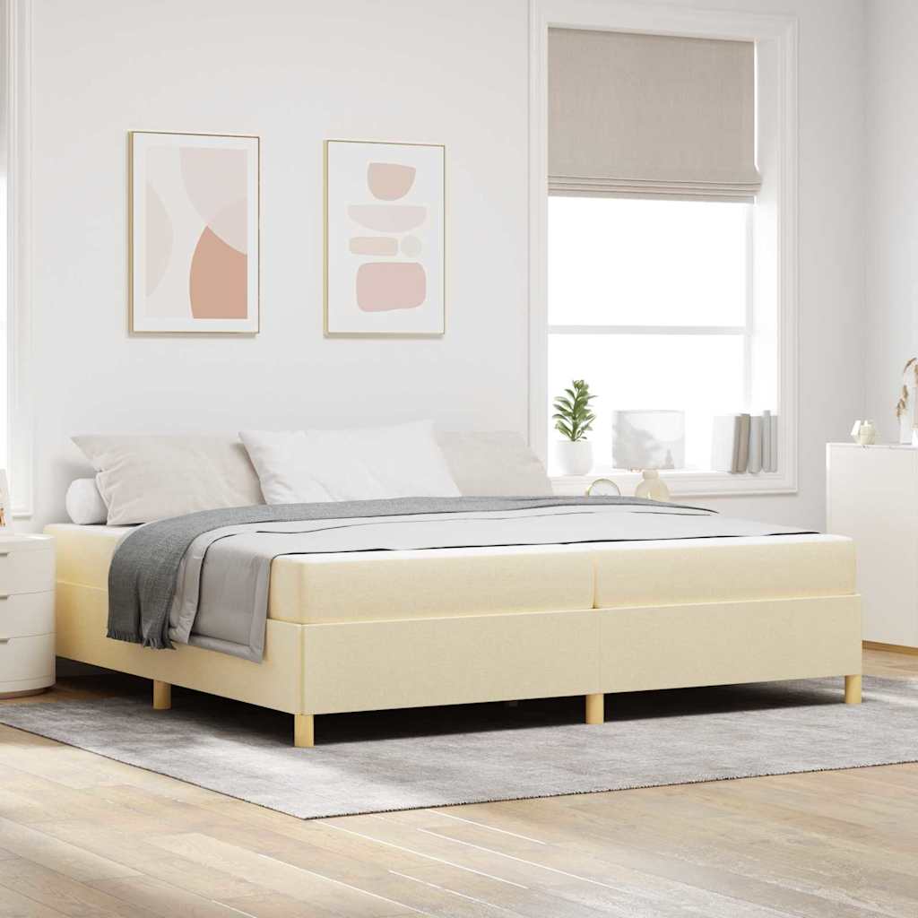 vidaXL Σκελετός Κρεβατιού με στρώμα Κρεμ 200 x 200 cm ύφασμα