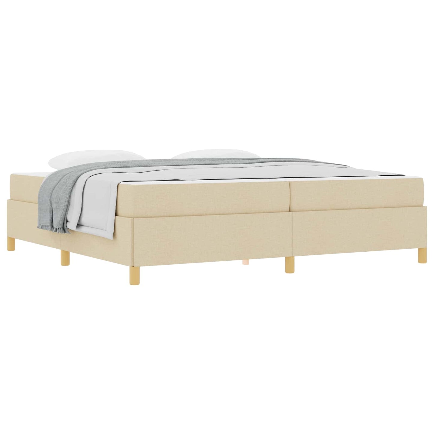 vidaXL Σκελετός Κρεβατιού με στρώμα Κρεμ 200 x 200 cm ύφασμα