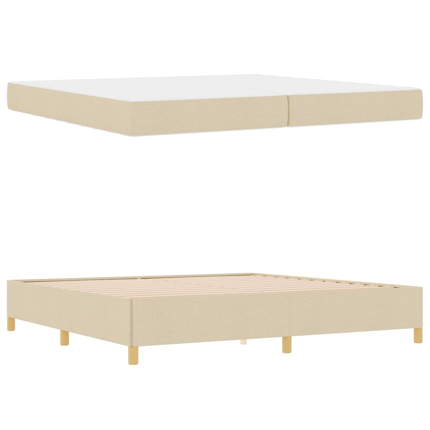 vidaXL Σκελετός Κρεβατιού με στρώμα Κρεμ 200 x 200 cm ύφασμα
