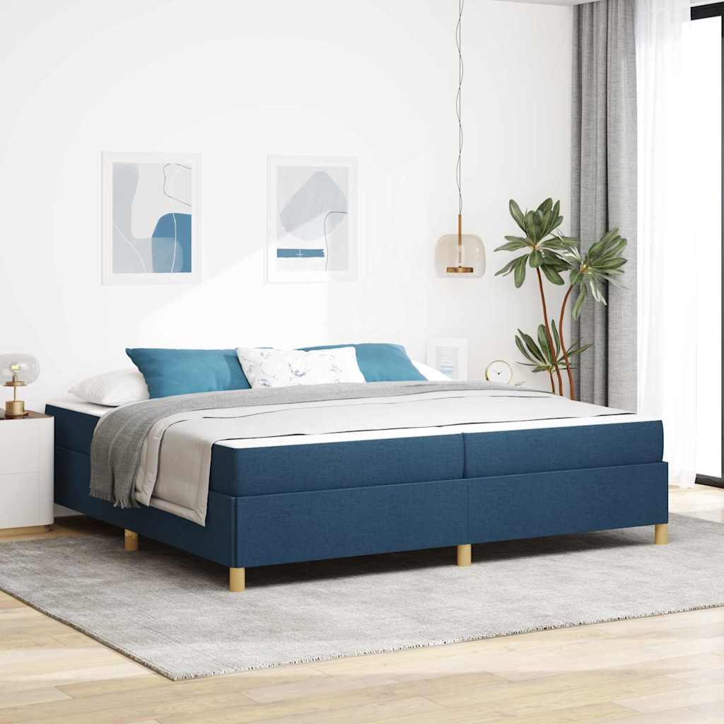 vidaXL Σκελετός Κρεβατιού με στρώμα Μπλε 200 x 200 cm ύφασμα