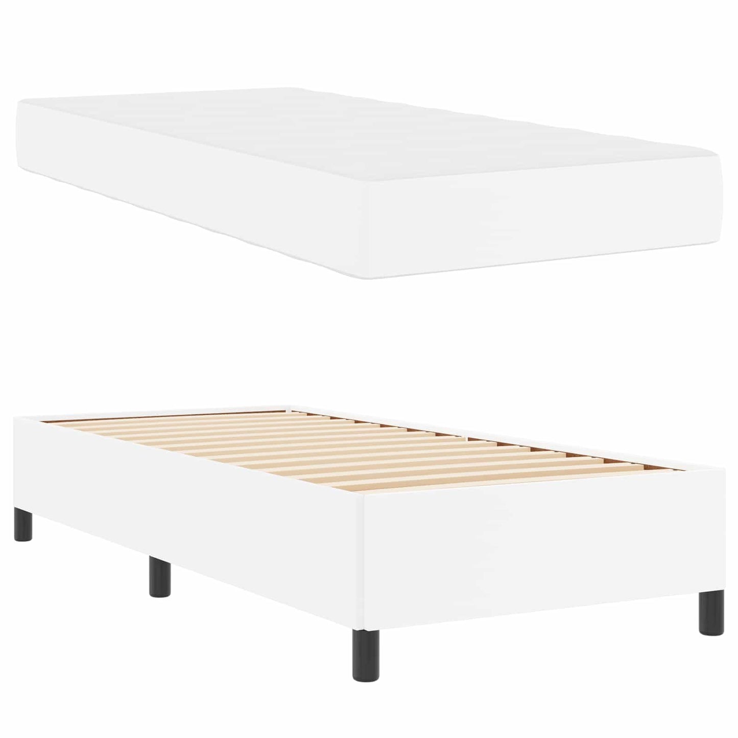 vidaXL Σκελετός Κρεβατιού με στρώμα Λευκό 80 x 200 cm ύφασμα