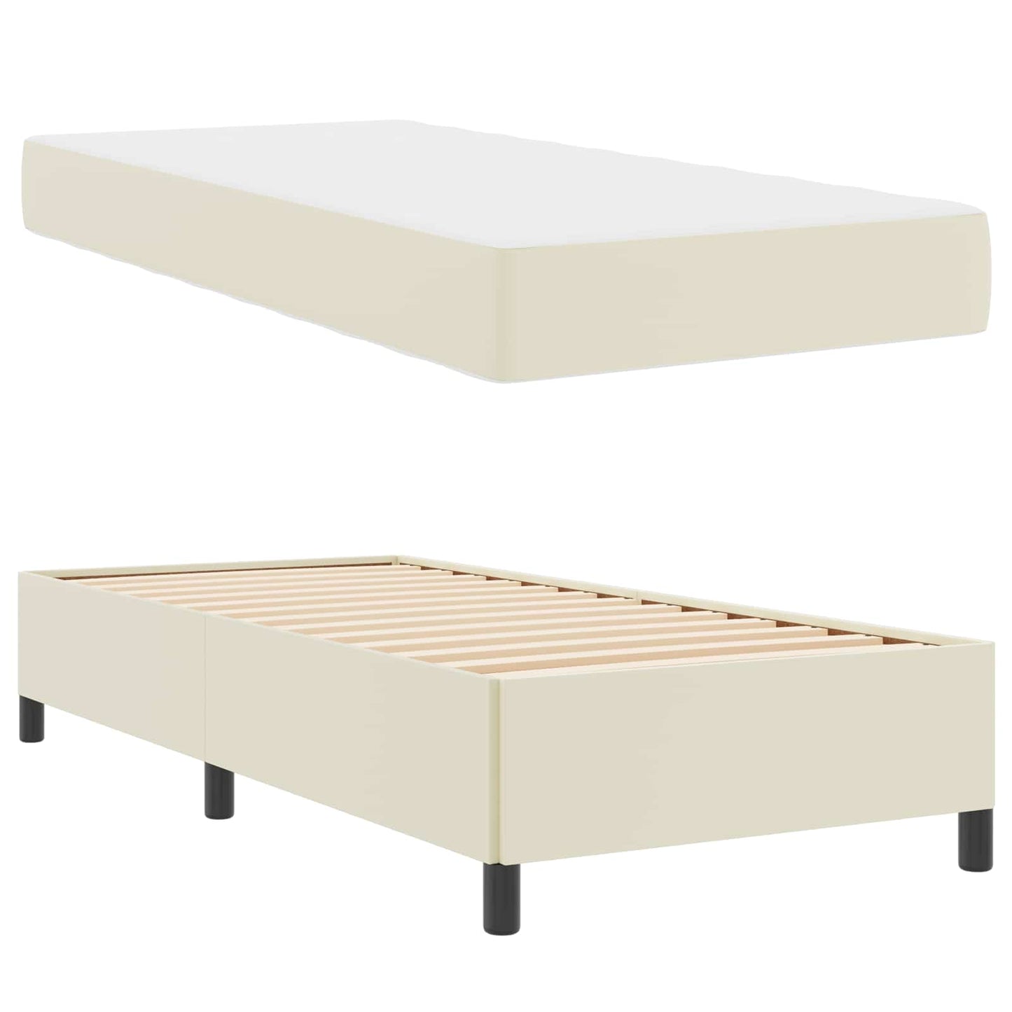 vidaXL Σκελετός Κρεβατιού με στρώμα Κρεμ 80 x 200 cm ύφασμα