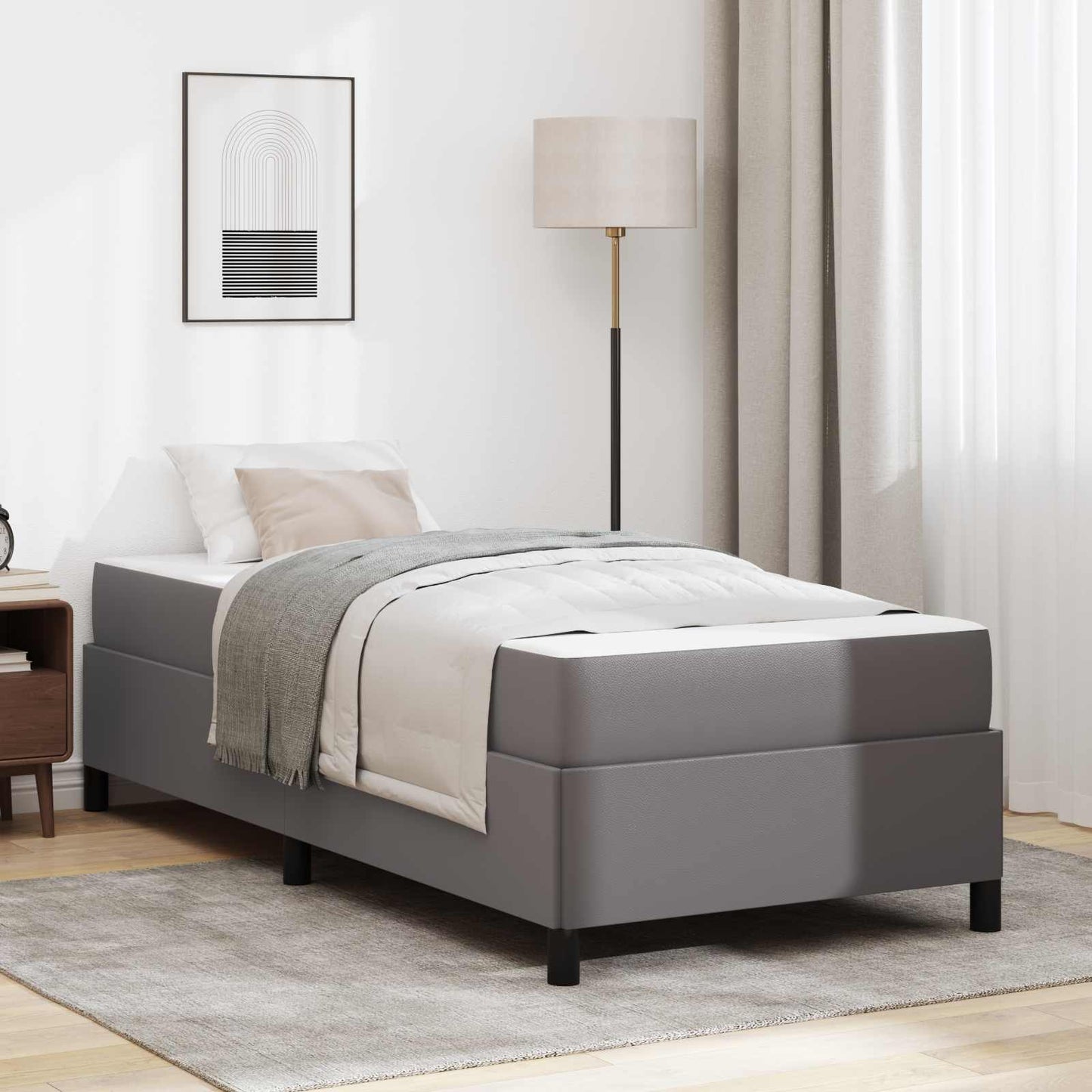 vidaXL Σκελετός Κρεβατιού με στρώμα Γκρι 80 x 200 cm ύφασμα