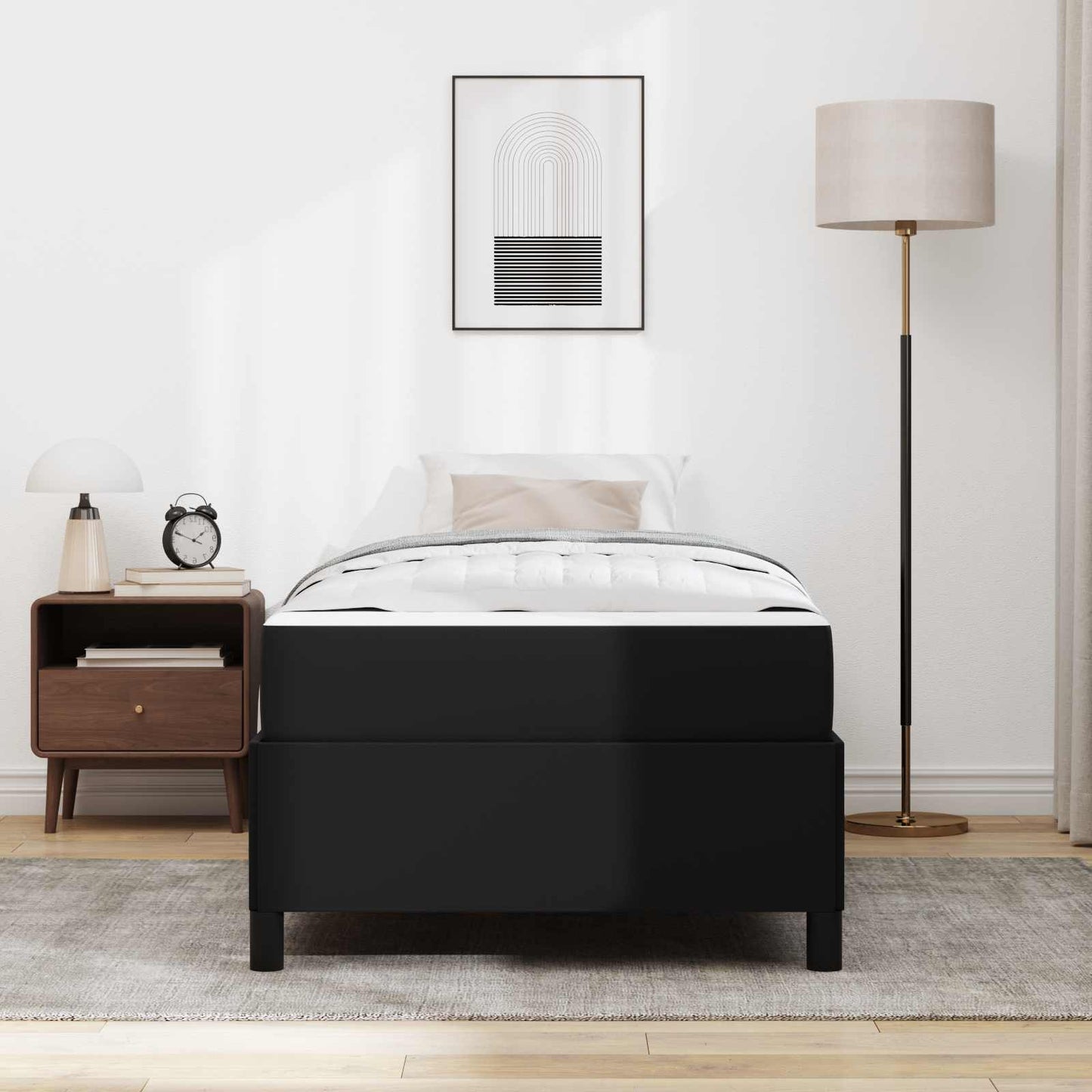vidaXL Σκελετός Κρεβατιού με στρώμα Μαύρο 90 x 190 cm ύφασμα