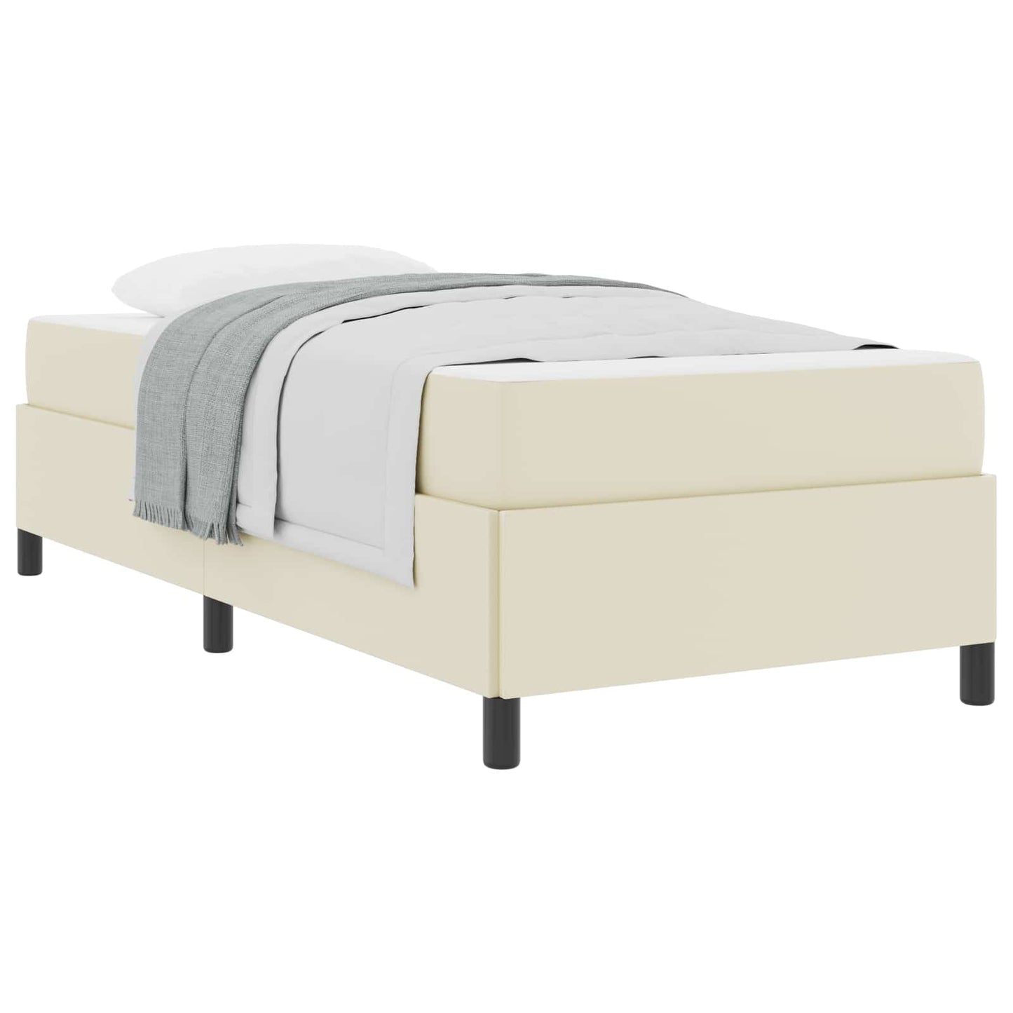vidaXL Σκελετός Κρεβατιού με στρώμα Κρεμ 90 x 190 cm ύφασμα