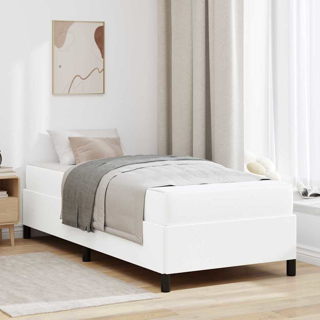 vidaXL Σκελετός Κρεβατιού με στρώμα Λευκό 90 x 200 cm ύφασμα