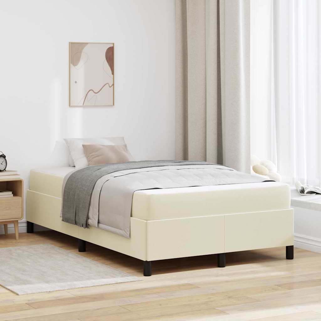 vidaXL Σκελετός Κρεβατιού με στρώμα Κρεμ 120 x 200 cm ύφασμα
