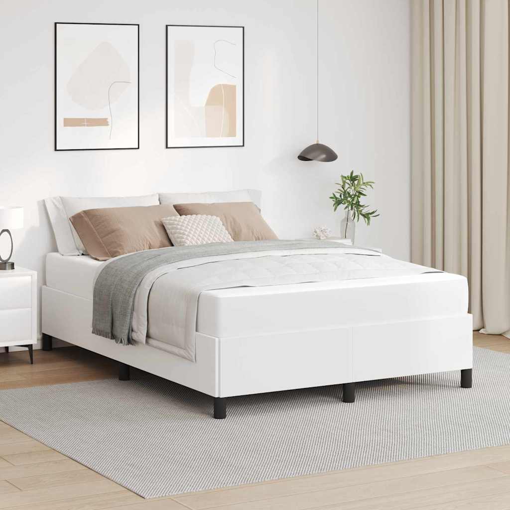 vidaXL Σκελετός Κρεβατιού με στρώμα Λευκό 140 x 190 cm ύφασμα