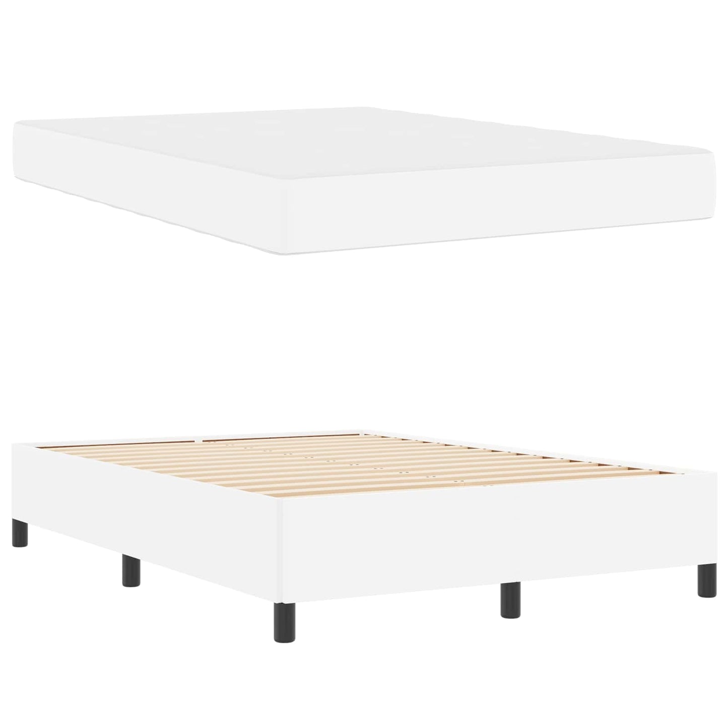 vidaXL Σκελετός Κρεβατιού με στρώμα Λευκό 140 x 190 cm ύφασμα