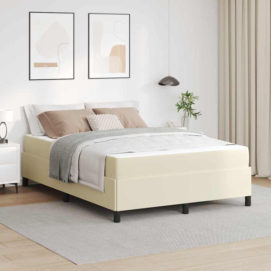 vidaXL Σκελετός Κρεβατιού με στρώμα Κρεμ 140 x 190 cm ύφασμα