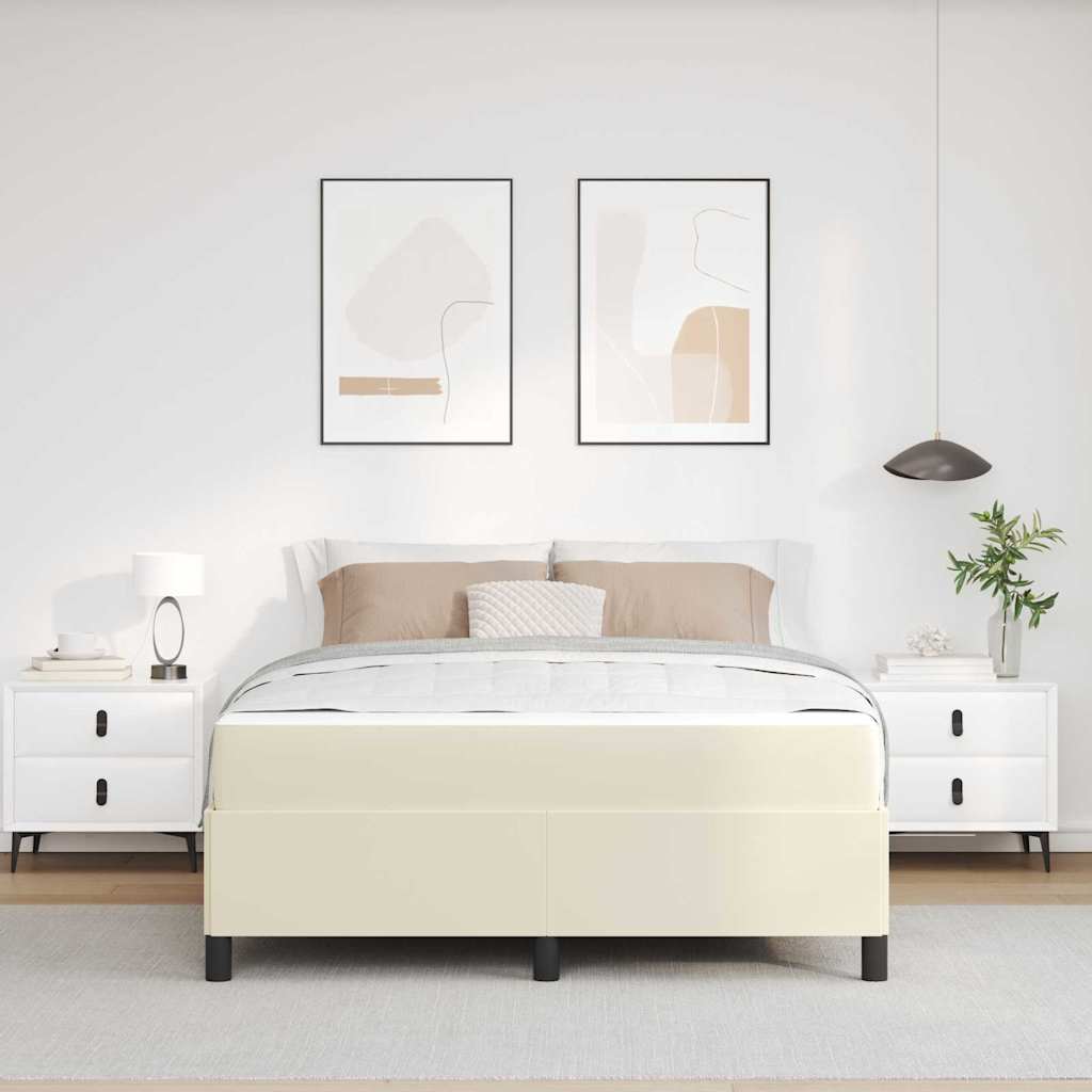 vidaXL Σκελετός Κρεβατιού με στρώμα Κρεμ 140 x 190 cm ύφασμα