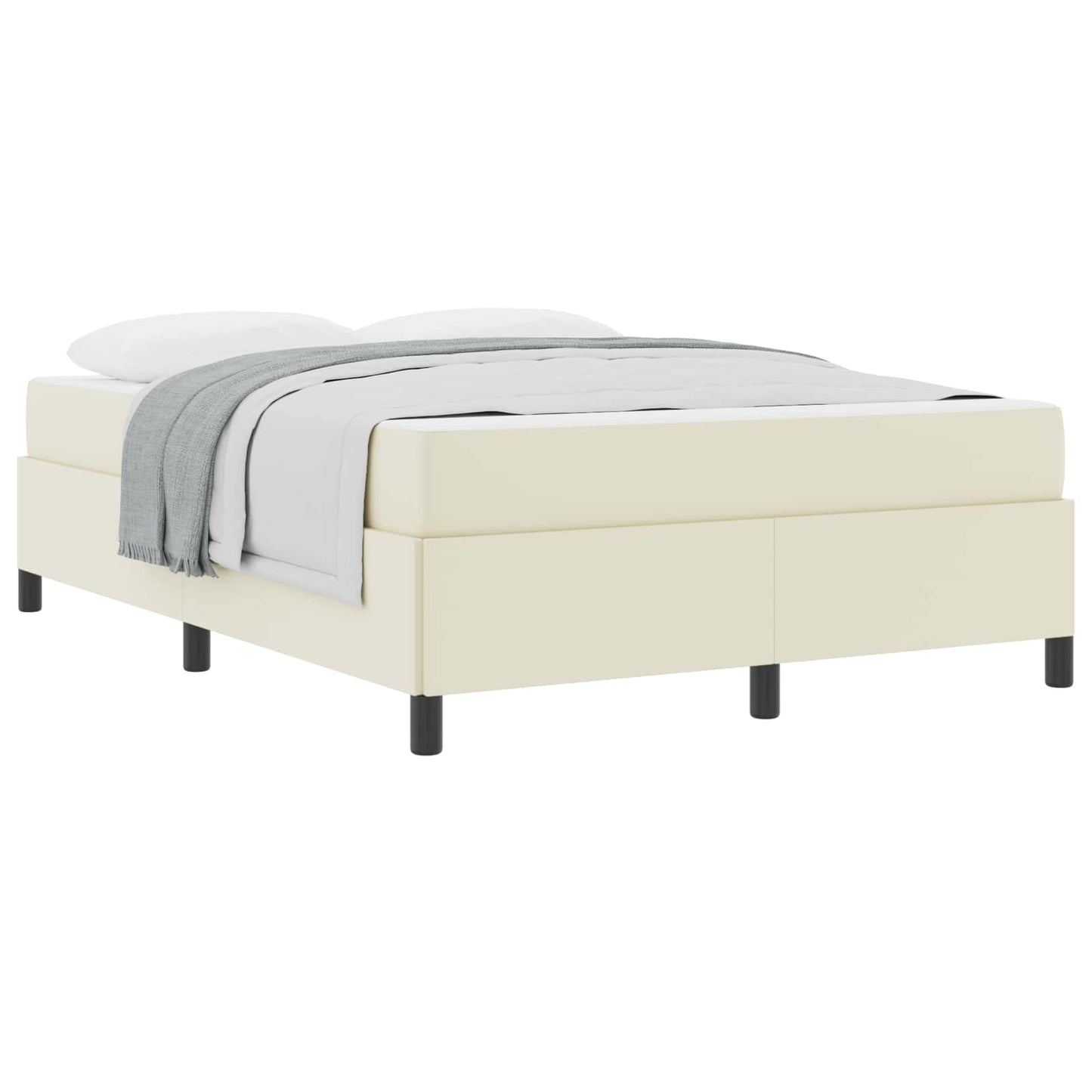vidaXL Σκελετός Κρεβατιού με στρώμα Κρεμ 140 x 190 cm ύφασμα