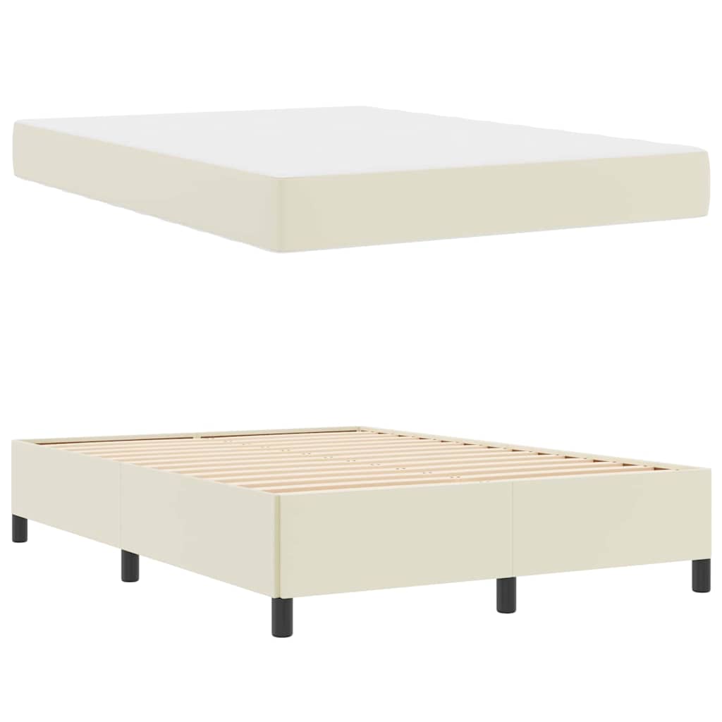 vidaXL Σκελετός Κρεβατιού με στρώμα Κρεμ 140 x 190 cm ύφασμα