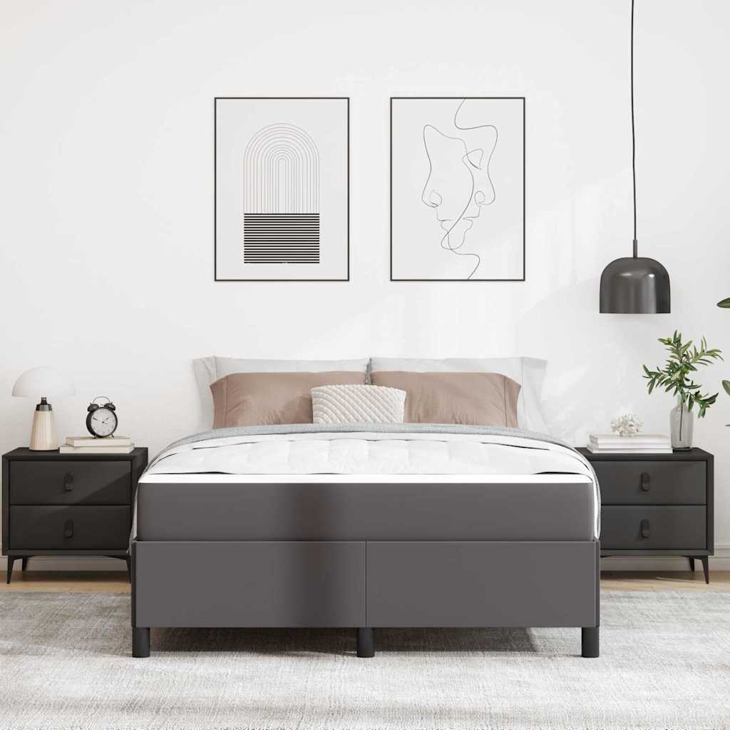 vidaXL Σκελετός Κρεβατιού με στρώμα Γκρι 140 x 190 cm ύφασμα