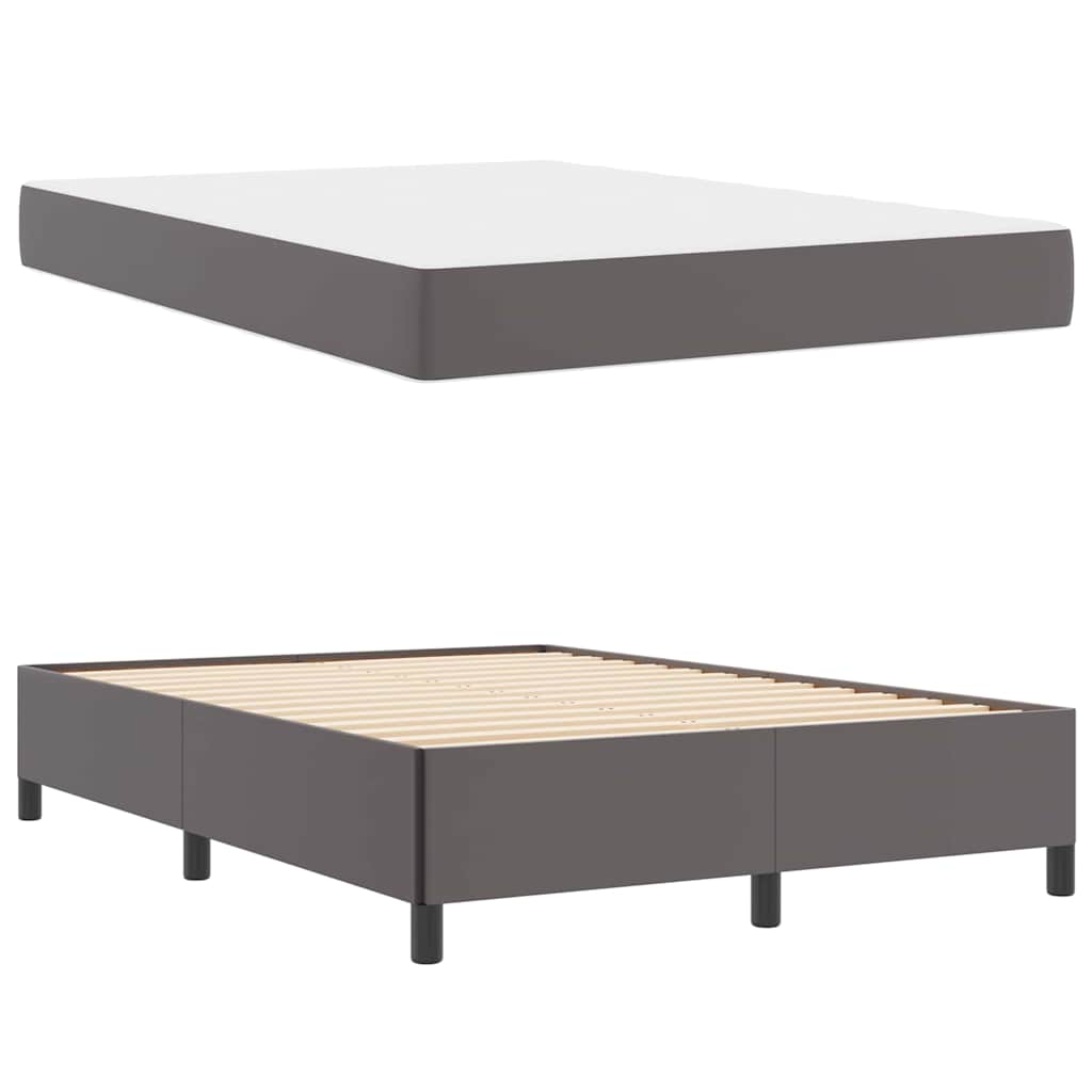 vidaXL Σκελετός Κρεβατιού με στρώμα Γκρι 140 x 190 cm ύφασμα