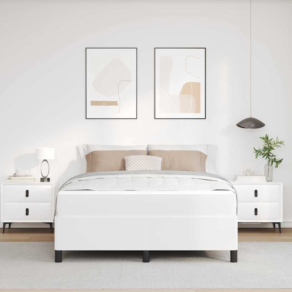 vidaXL Σκελετός Κρεβατιού με στρώμα Λευκό 160 x 200 cm ύφασμα