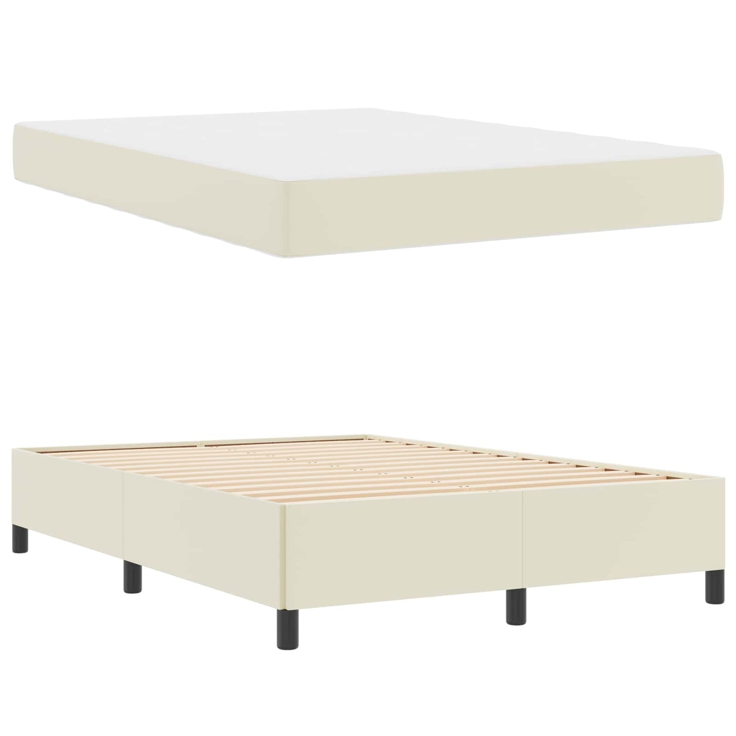 vidaXL Σκελετός Κρεβατιού με στρώμα Κρεμ 160 x 200 cm ύφασμα