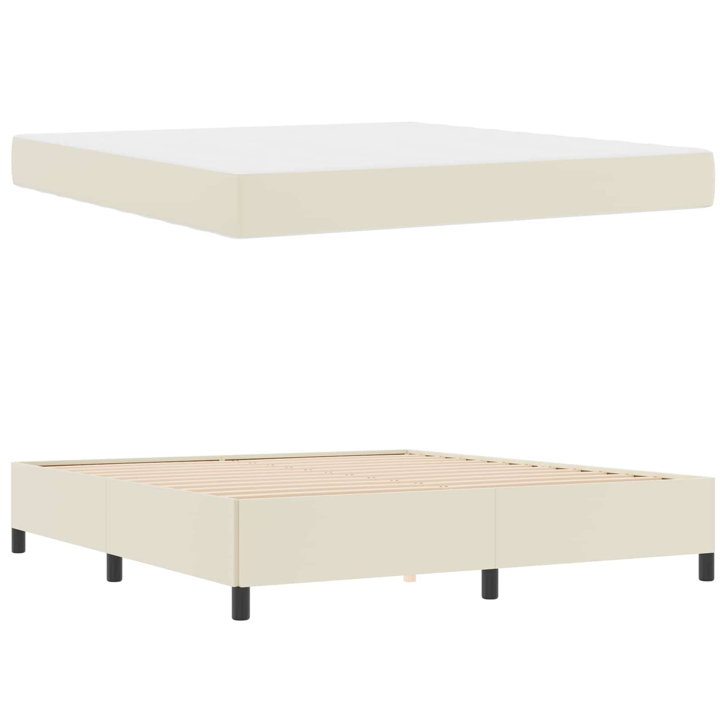 vidaXL Σκελετός Κρεβατιού με στρώμα Κρεμ 180 x 200 cm ύφασμα