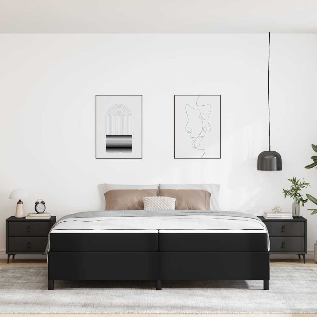 vidaXL Σκελετός Κρεβατιού με στρώμα Μαύρο 200 x 200 cm ύφασμα