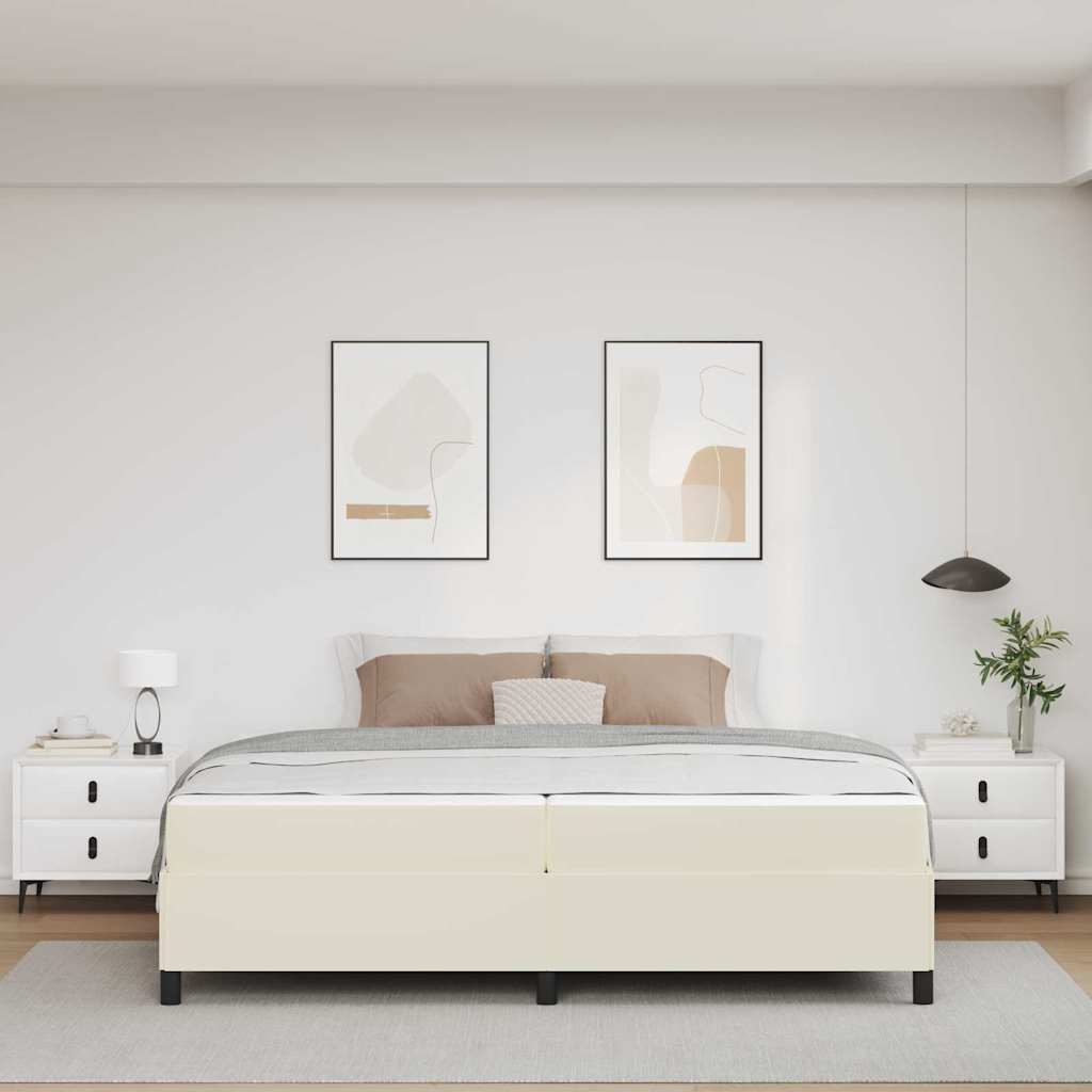 vidaXL Σκελετός Κρεβατιού με στρώμα Κρεμ 200 x 200 cm ύφασμα