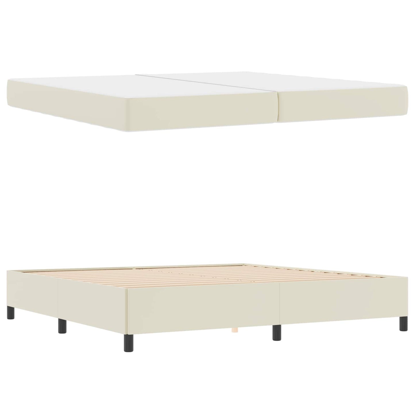vidaXL Σκελετός Κρεβατιού με στρώμα Κρεμ 200 x 200 cm ύφασμα
