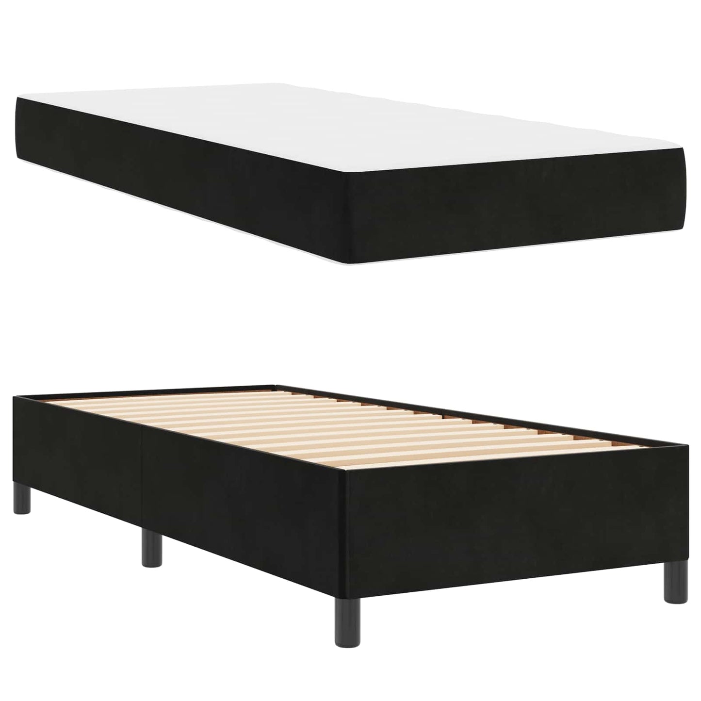 vidaXL Σκελετός Κρεβατιού με στρώμα Μαύρο 90 x 190 cm ύφασμα