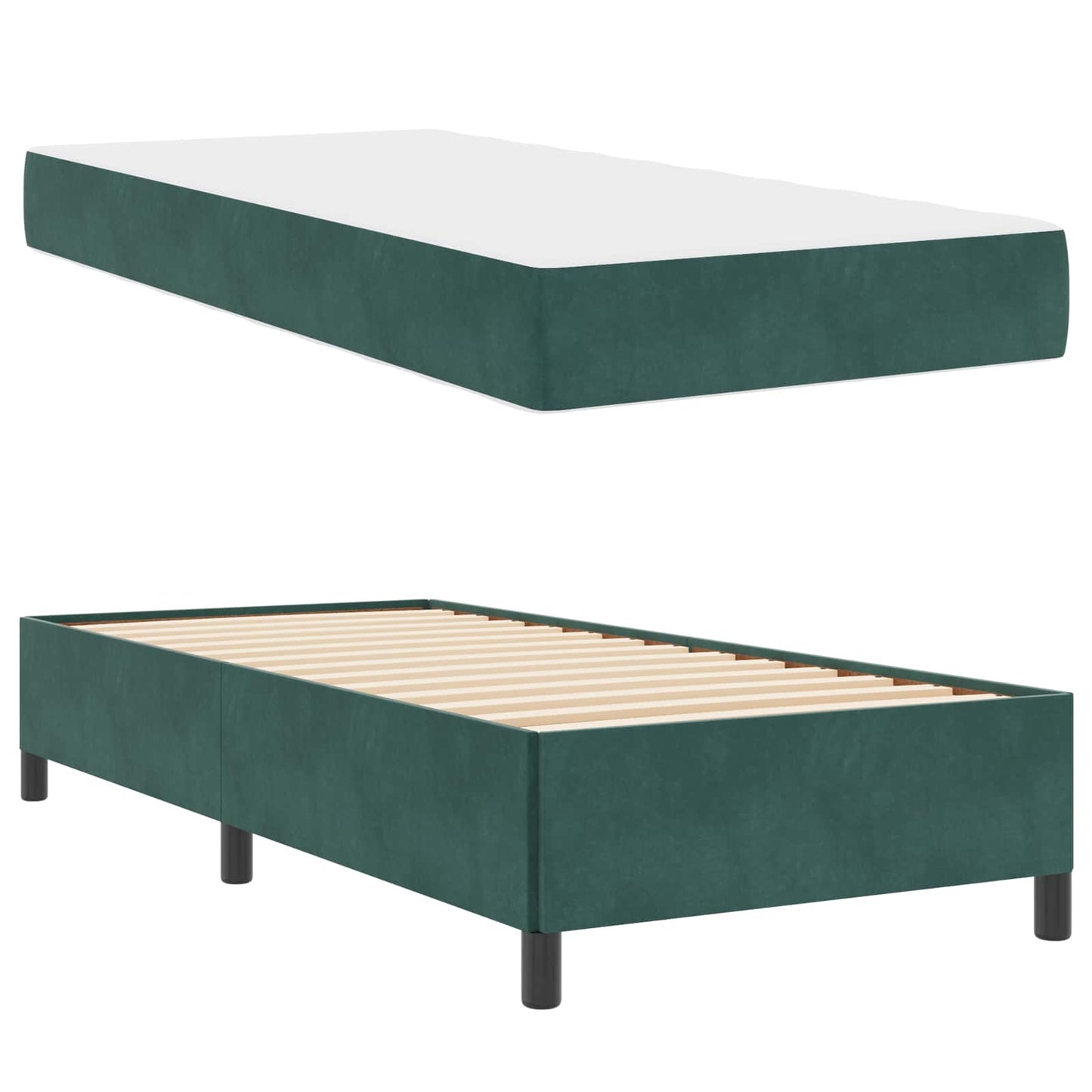 vidaXL Σκελετός Κρεβατιού Σκούρο Πράσινο 90 x 190 cm ύφασμα