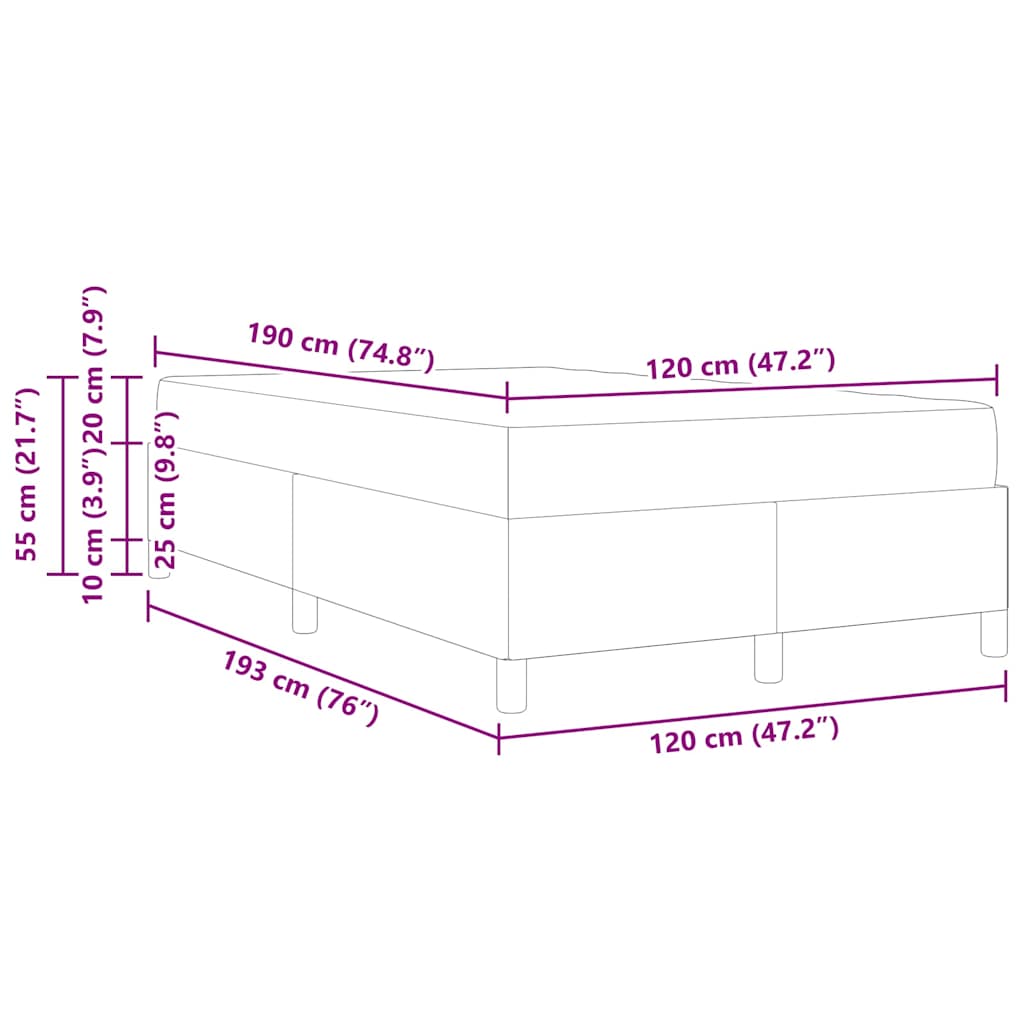 vidaXL Σκελετός Κρεβατιού με στρώμα Μαύρο 120 x 190 cm ύφασμα