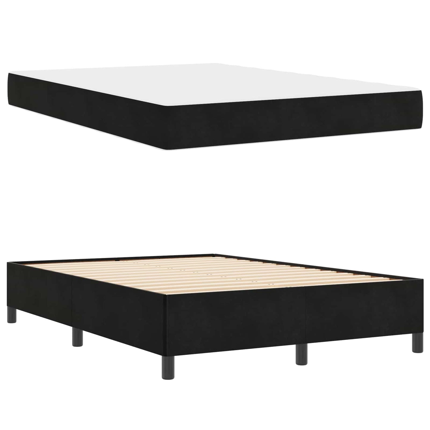 vidaXL Σκελετός Κρεβατιού με στρώμα Μαύρο 140 x 190 cm ύφασμα