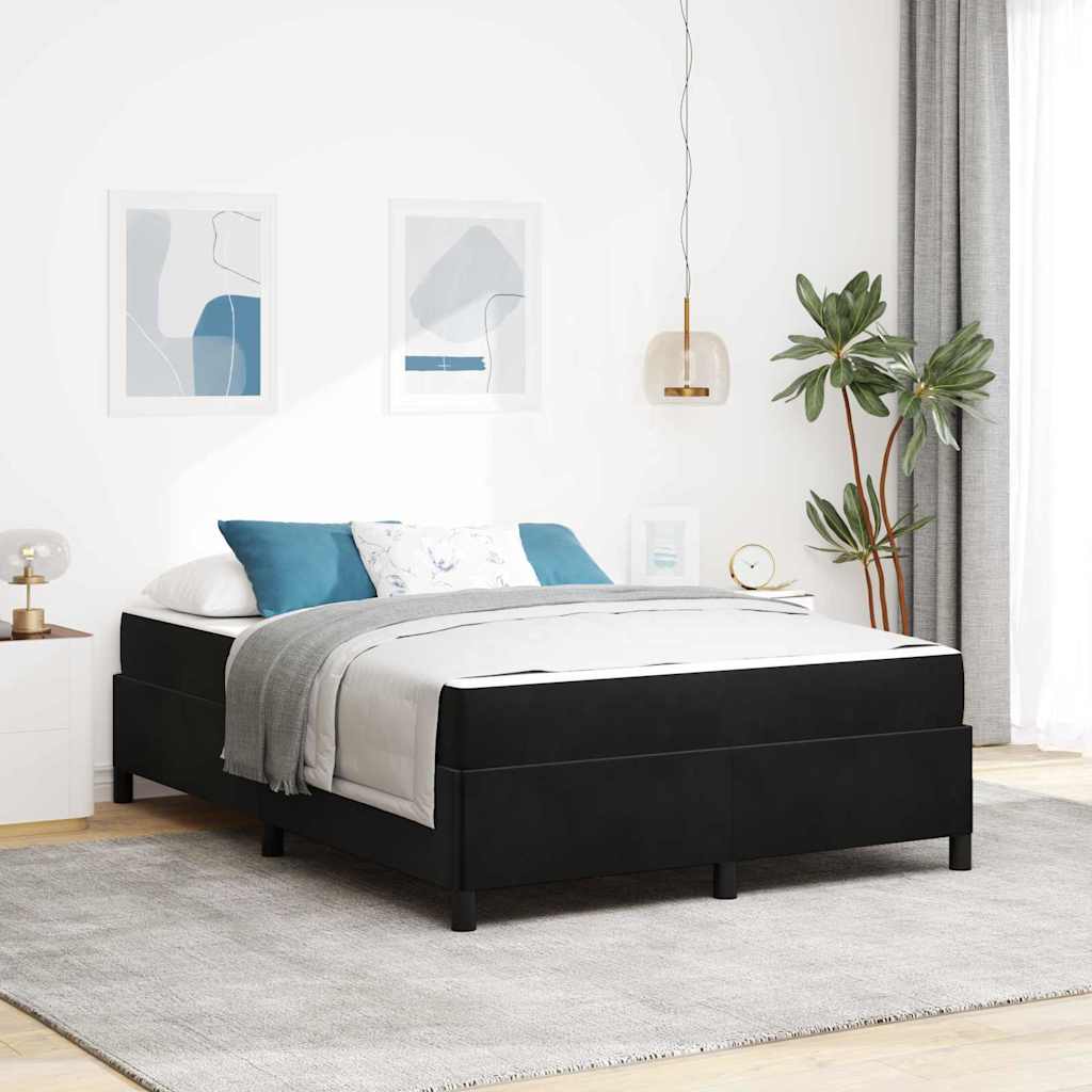 vidaXL Σκελετός Κρεβατιού με στρώμα Μαύρο 140 x 200 cm ύφασμα