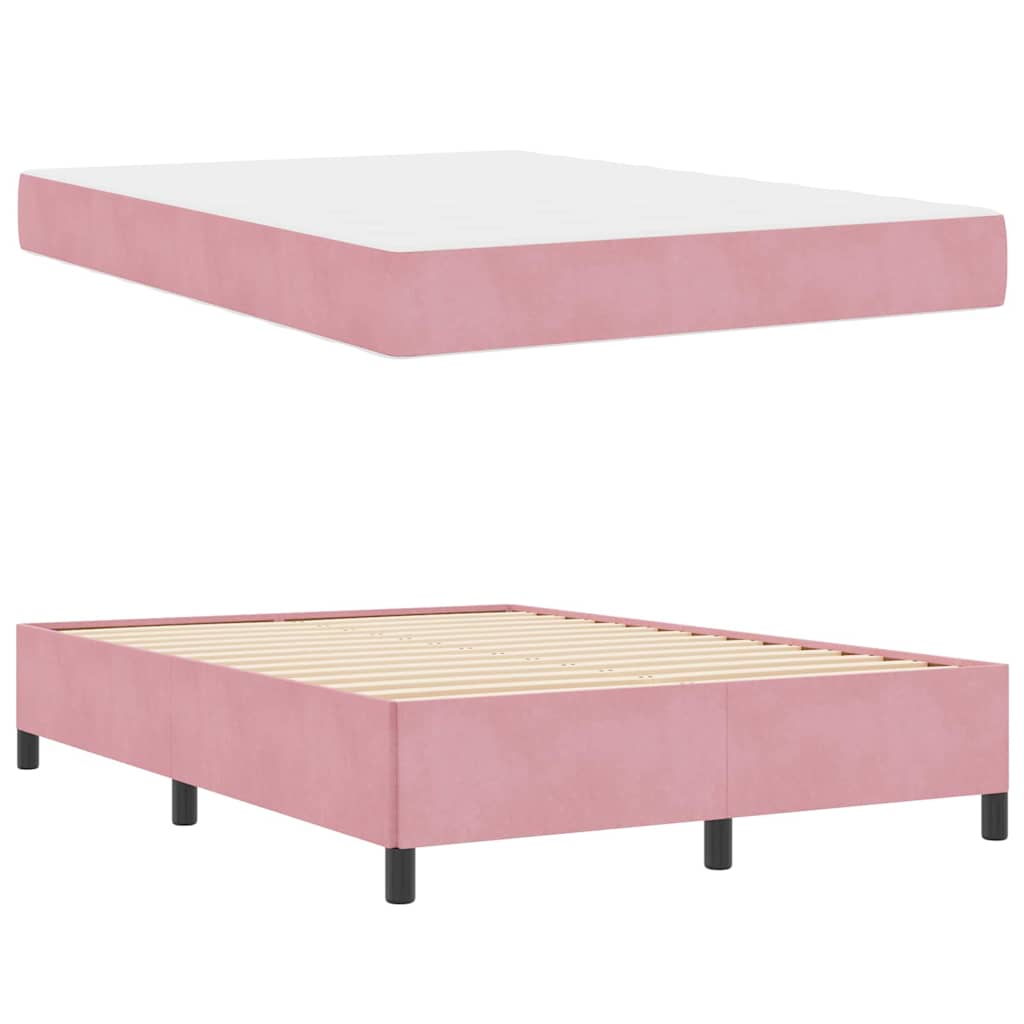 vidaXL Σκελετός Κρεβατιού με στρώμα Ροζ 140 x 200 cm ύφασμα