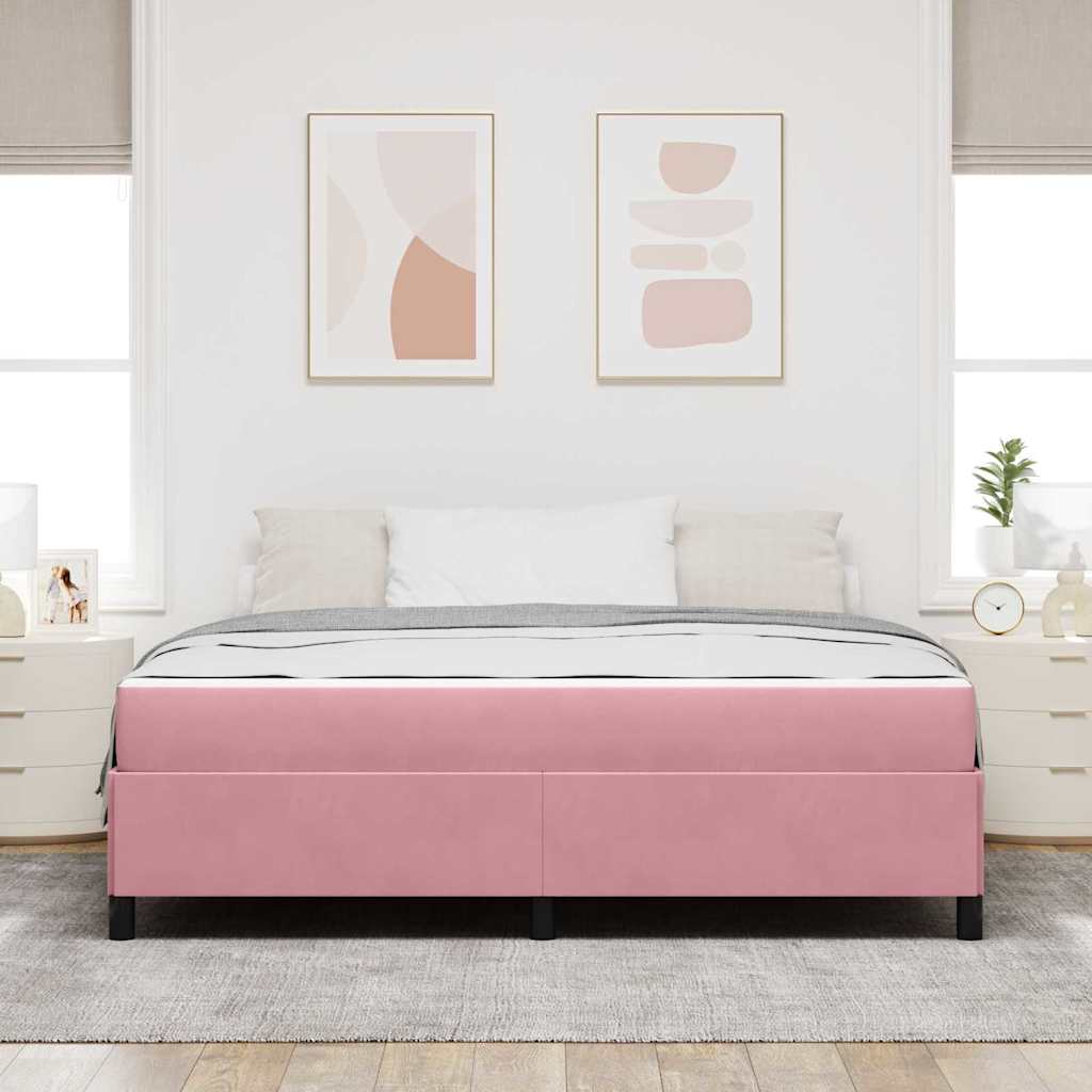 vidaXL Σκελετός Κρεβατιού με στρώμα Ροζ 180 x 200 cm ύφασμα