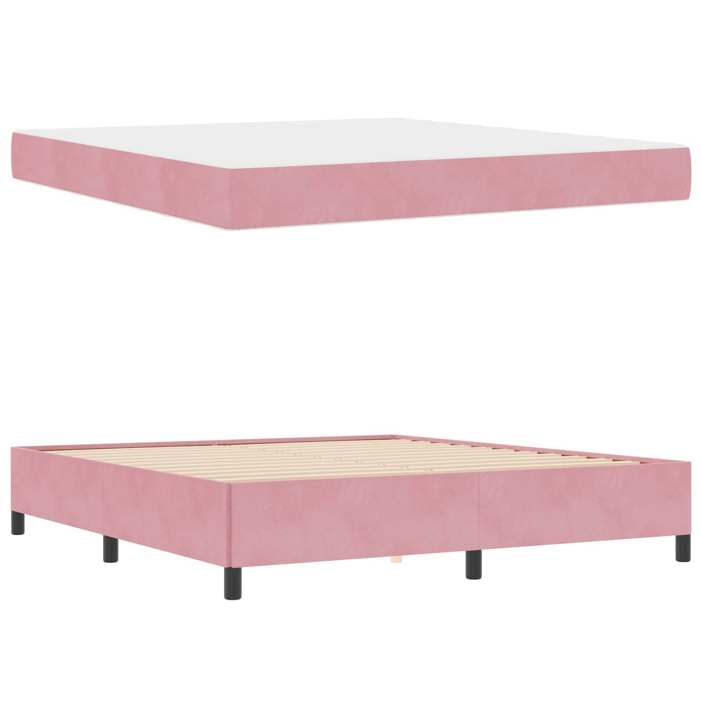 vidaXL Σκελετός Κρεβατιού με στρώμα Ροζ 180 x 200 cm ύφασμα