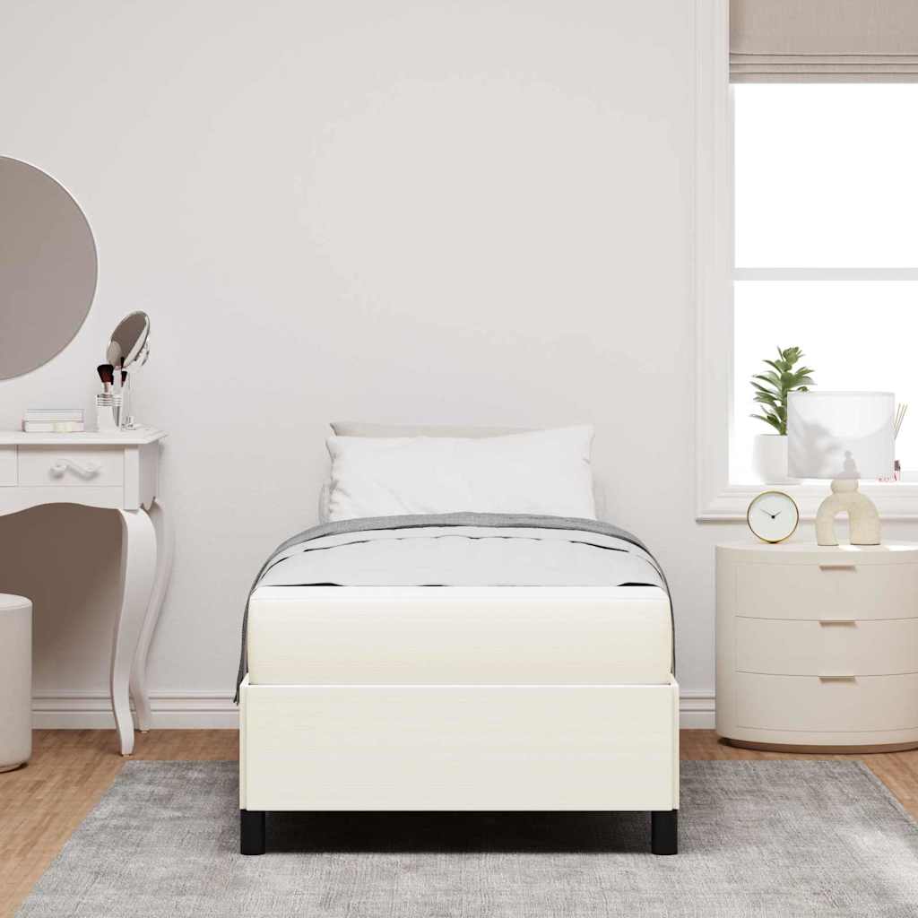 vidaXL Σκελετός Κρεβατιού με στρώμα Κρεμ 90 x 190 cm ύφασμα