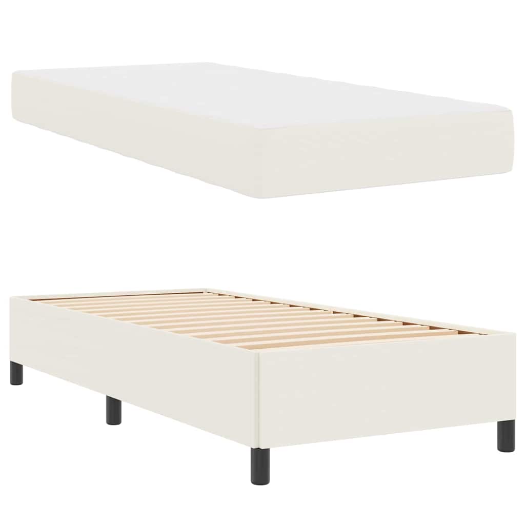 vidaXL Σκελετός Κρεβατιού με στρώμα Κρεμ 90 x 190 cm ύφασμα