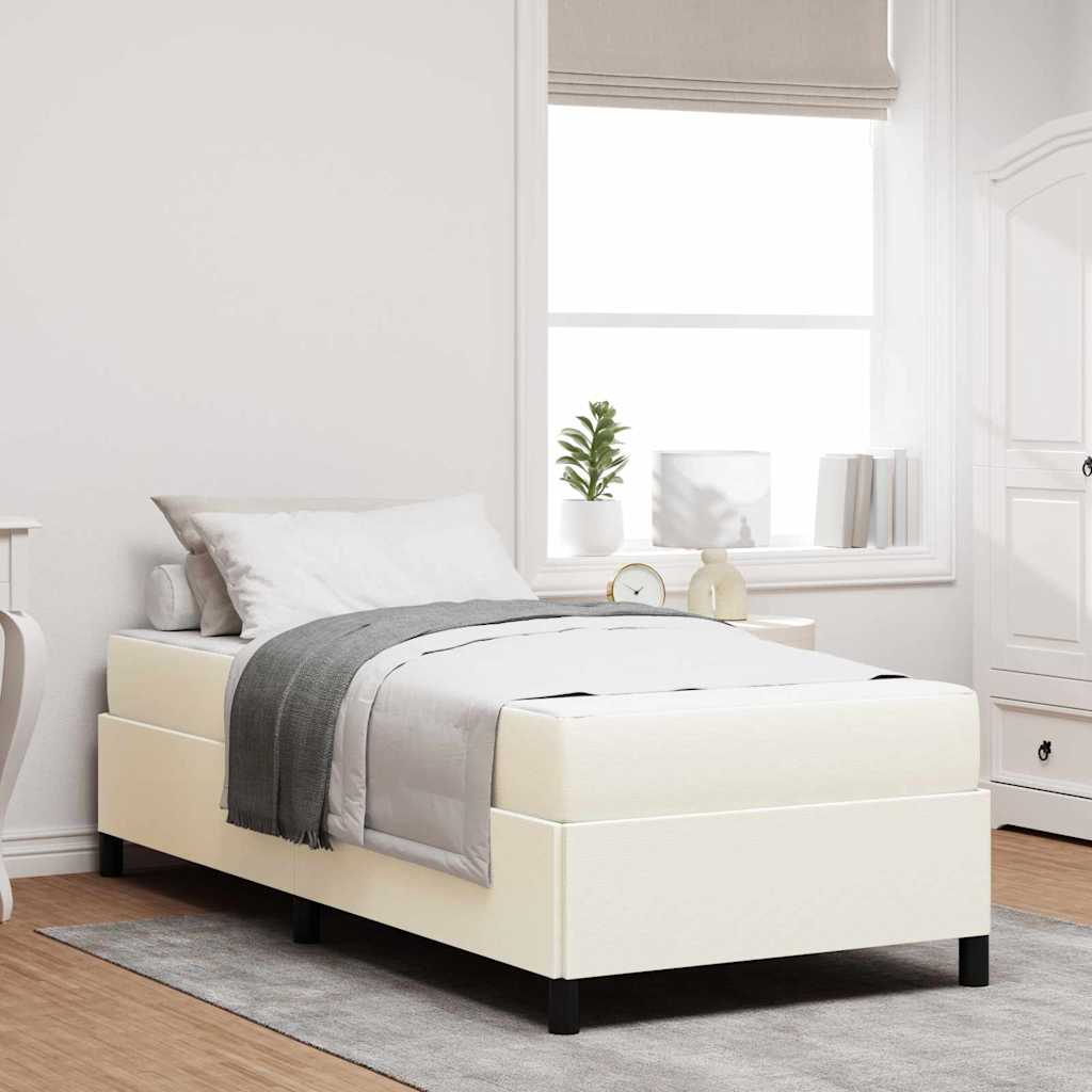 vidaXL Σκελετός Κρεβατιού με στρώμα Κρεμ 90 x 200 cm ύφασμα