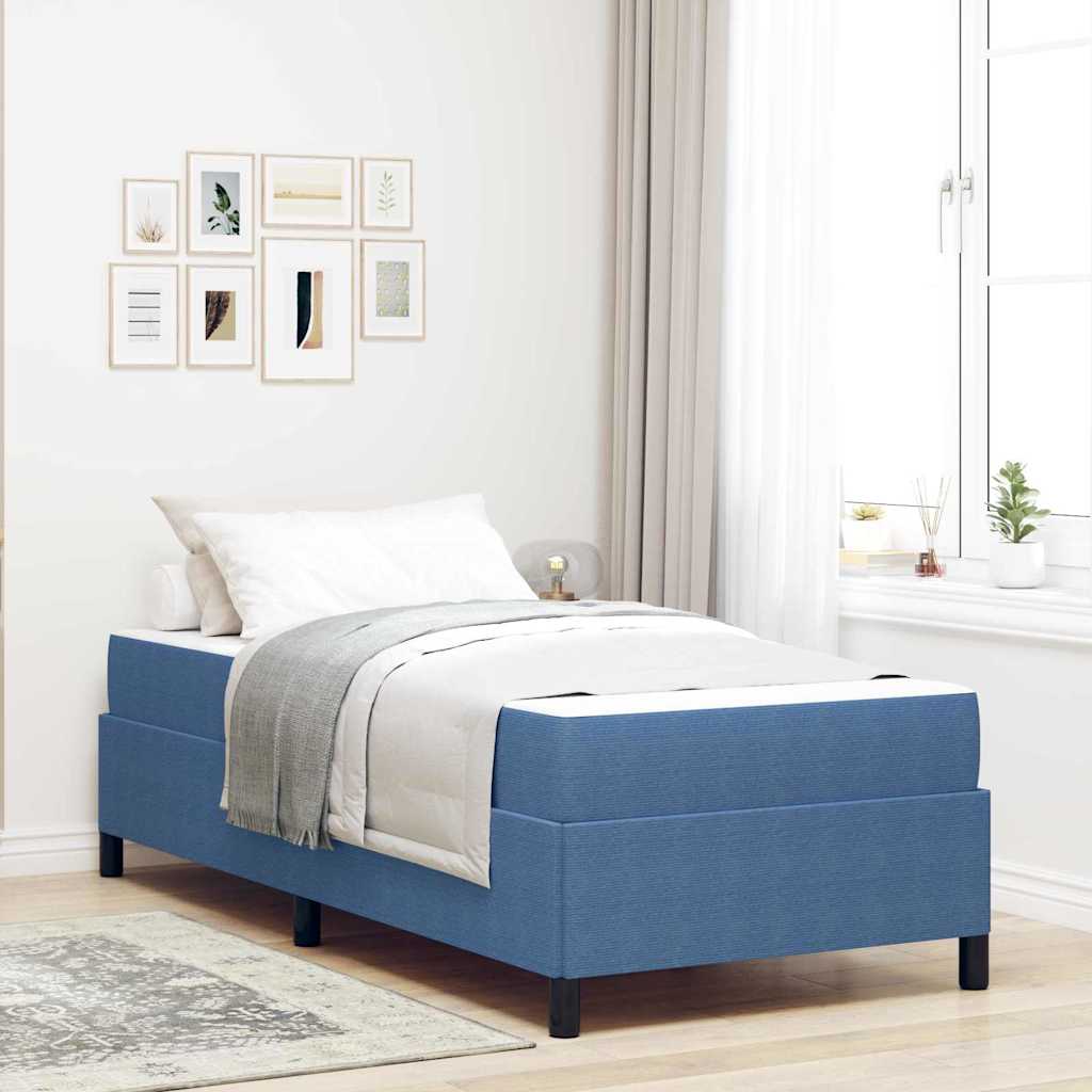 vidaXL Σκελετός Κρεβατιού με στρώμα Μπλε 90 x 200 cm ύφασμα