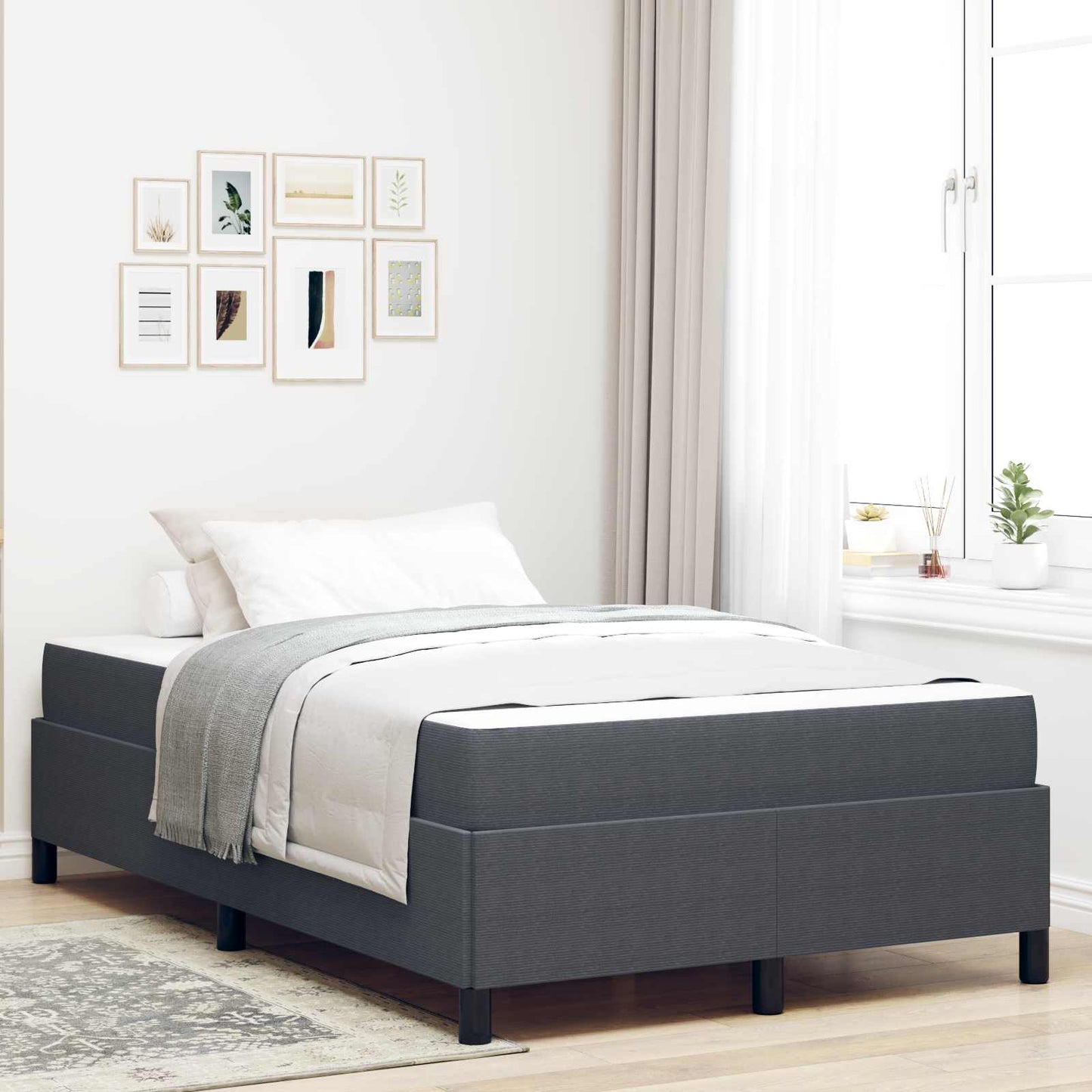 vidaXL Σκελετός Κρεβατιού με στρώμα Σκούρο Γκρι 120 x 200 cm ύφασμα