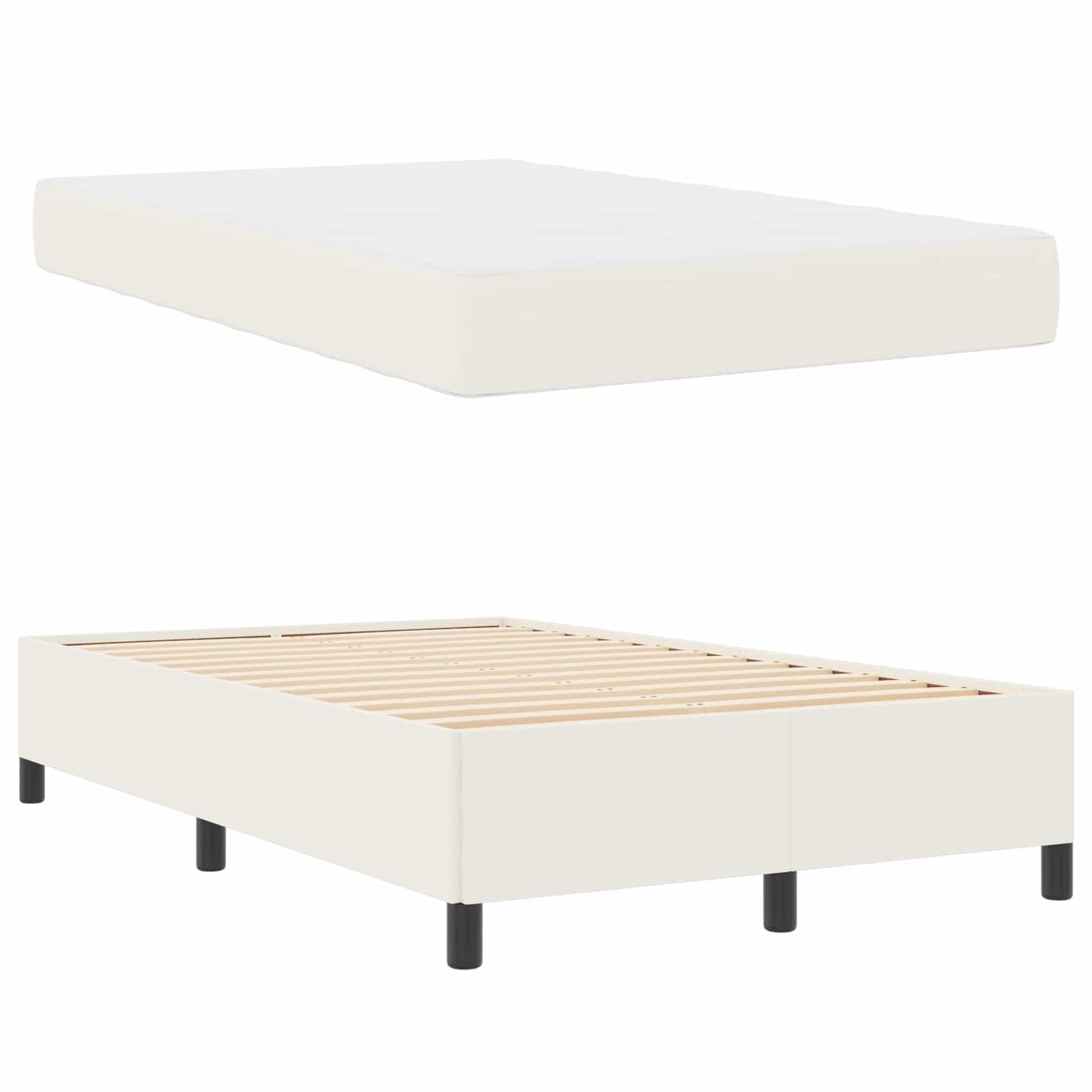 vidaXL Σκελετός Κρεβατιού με στρώμα Κρεμ 120 x 200 cm ύφασμα