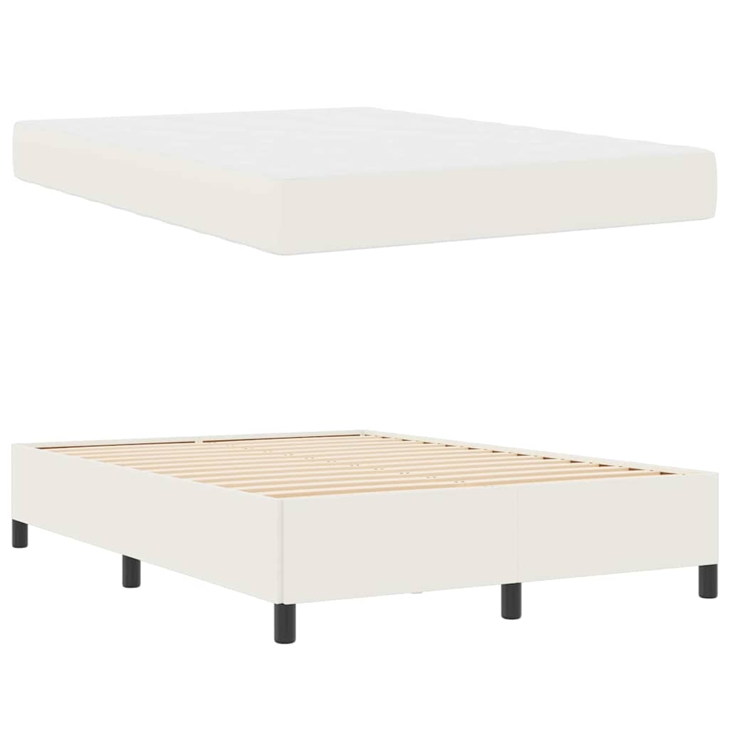 vidaXL Σκελετός Κρεβατιού με στρώμα Κρεμ 140 x 190 cm ύφασμα