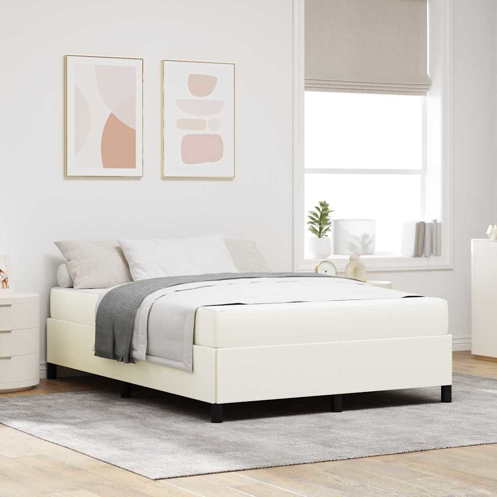 vidaXL Σκελετός Κρεβατιού με στρώμα Κρεμ 140 x 200 cm ύφασμα