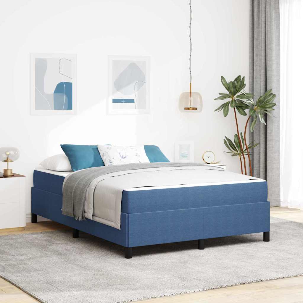 vidaXL Σκελετός Κρεβατιού με στρώμα Μπλε 140 x 200 cm ύφασμα