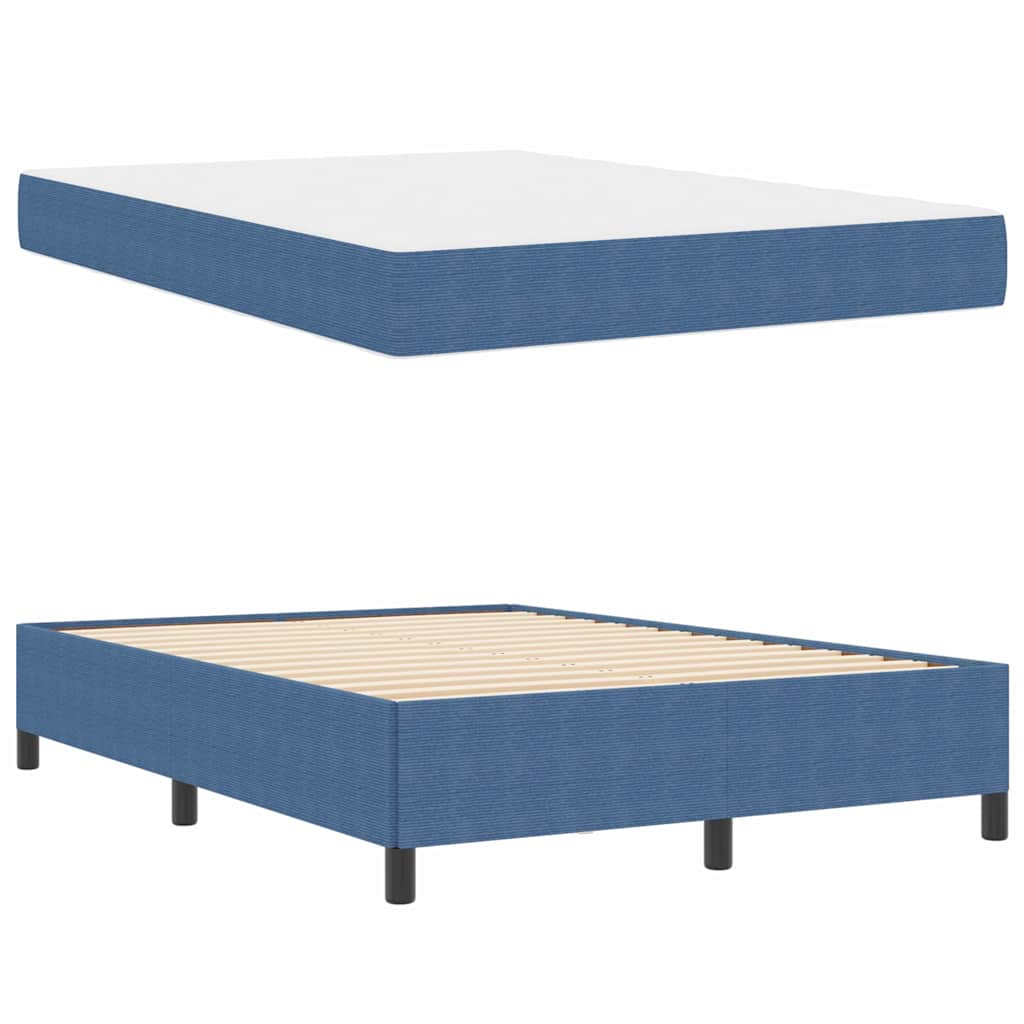 vidaXL Σκελετός Κρεβατιού με στρώμα Μπλε 140 x 200 cm ύφασμα