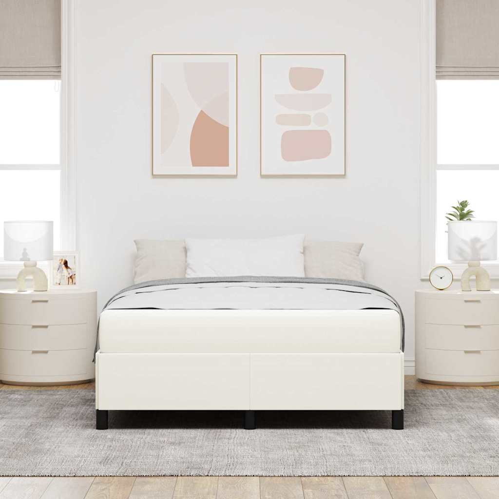 vidaXL Σκελετός Κρεβατιού με στρώμα Κρεμ 160 x 200 cm ύφασμα