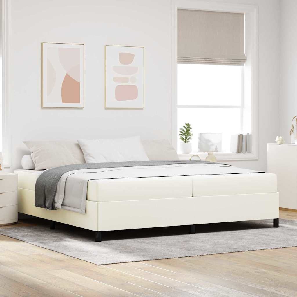 vidaXL Σκελετός Κρεβατιού με στρώμα Κρεμ 200 x 200 cm ύφασμα