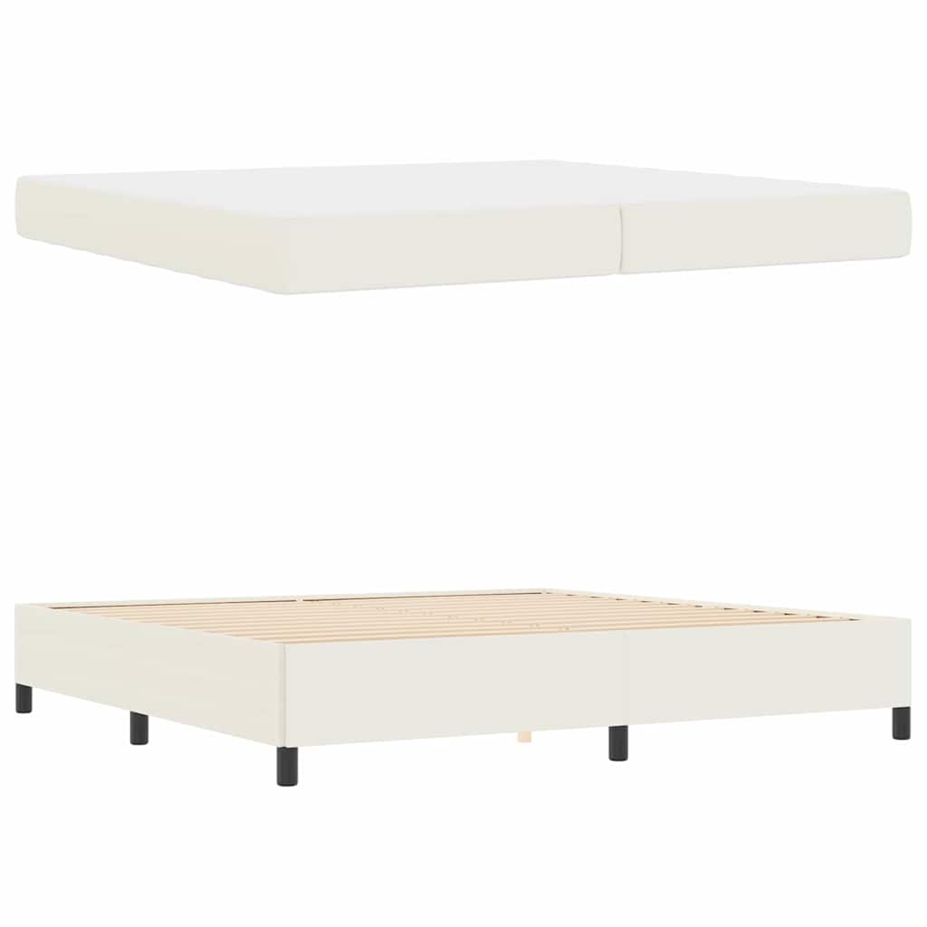 vidaXL Σκελετός Κρεβατιού με στρώμα Κρεμ 200 x 200 cm ύφασμα