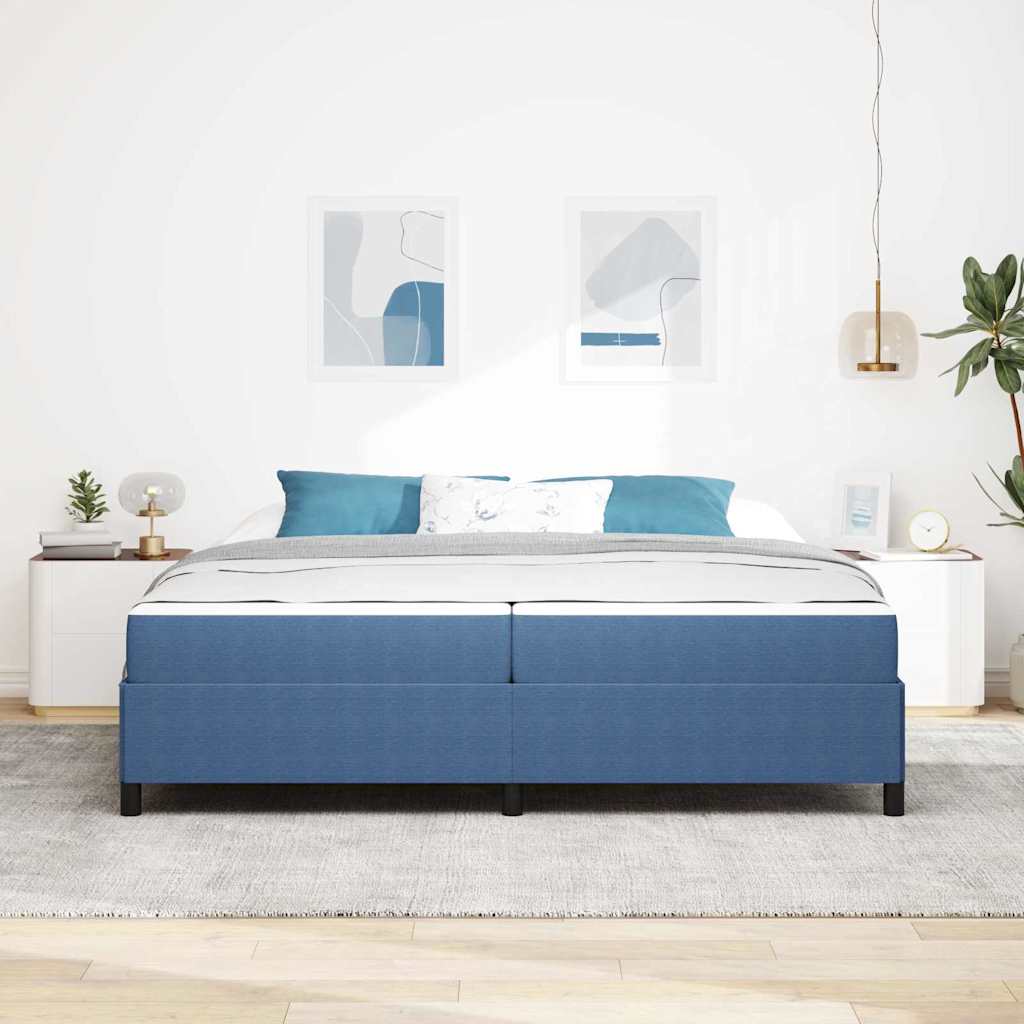 vidaXL Σκελετός Κρεβατιού με στρώμα Μπλε 200 x 200 cm ύφασμα