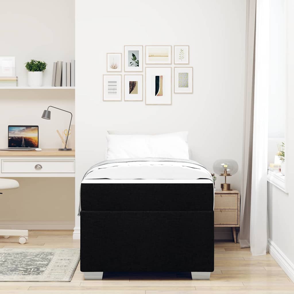 vidaXL Σκελετός Κρεβατιού με στρώμα Μαύρο 90 x 190 cm ύφασμα