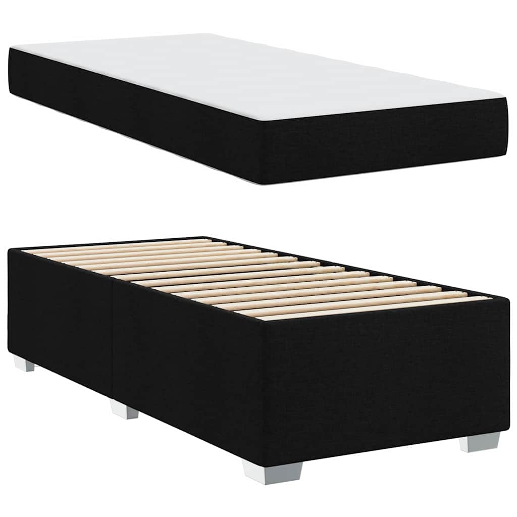 vidaXL Σκελετός Κρεβατιού με στρώμα Μαύρο 90 x 190 cm ύφασμα
