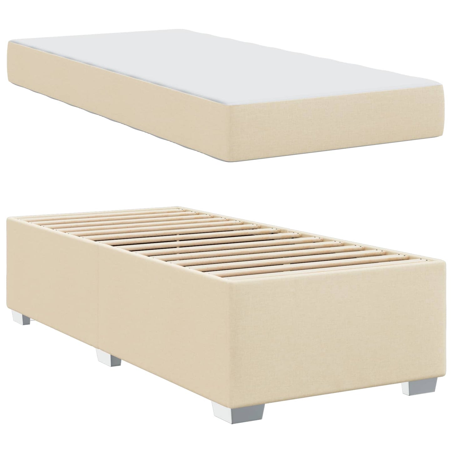 vidaXL Σκελετός Κρεβατιού με στρώμα Κρεμ 90 x 190 cm ύφασμα